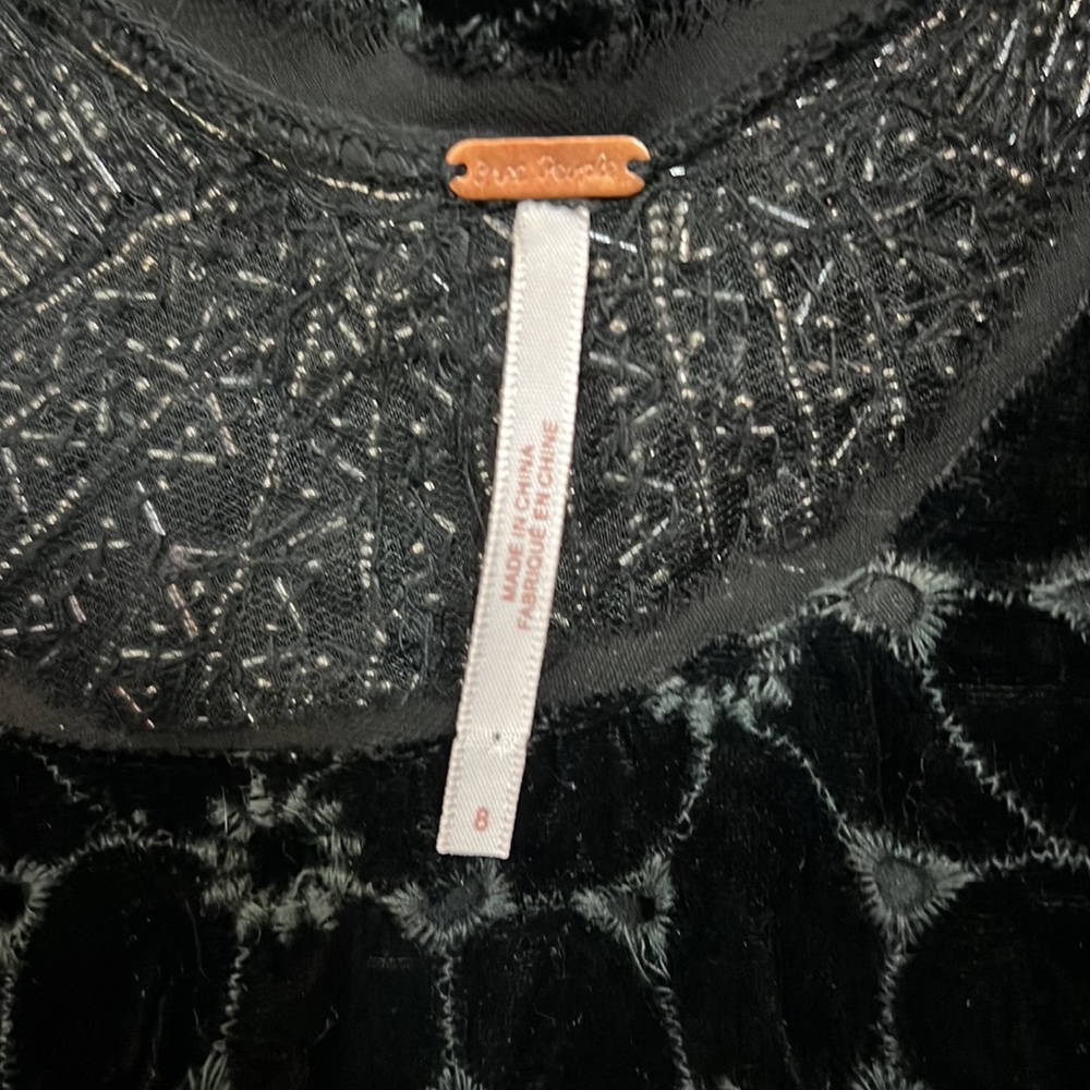 FREE PEOPLE black velvet beaded neck shift dress - Picture 15 of 16
